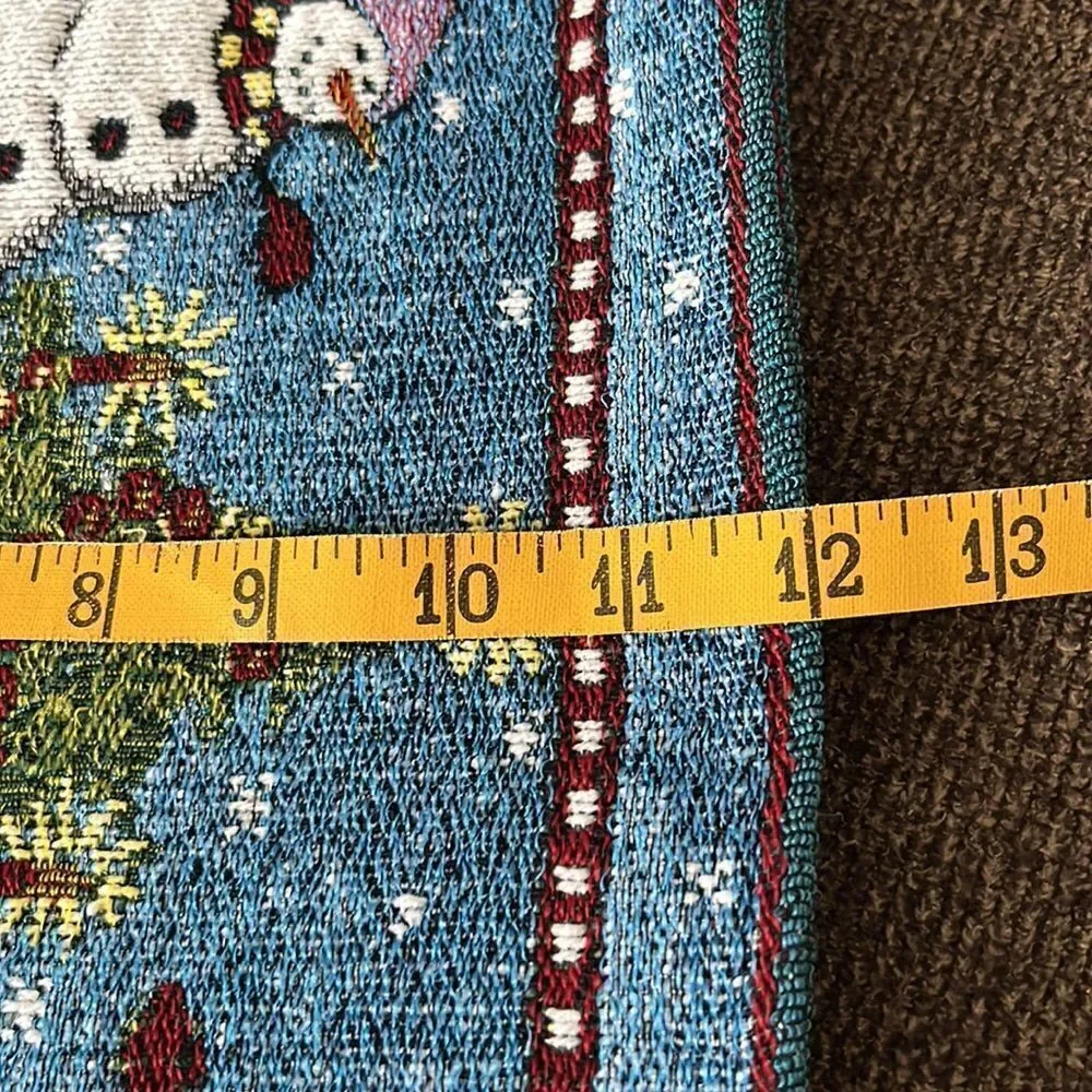 Set (4) Tapestry Design Rectangle Placemats Snowmen Dancing with Christmas Tree